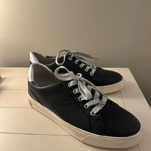 Naturalizer Astara Black Leather Sneakers with Silver Detail – Size 10W